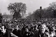 Anti-Vietnam War demonstration on the Mall, 15 November 1969. Haldeman remarked in his diary: "It was really huge." (Photographer Theodore B. Hetzel, Theodore B. Hetzel Photograph Collection, originating in the Theodore Brinton Collection, Swarthmore College Peace Collection)